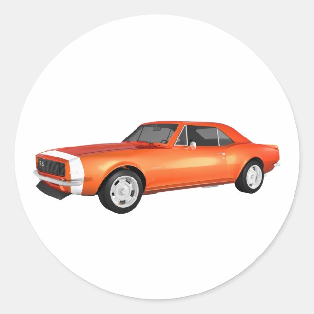 1967 Camaro SS: Orange Finish: 3D Model: Classic Round Sticker (Front)
