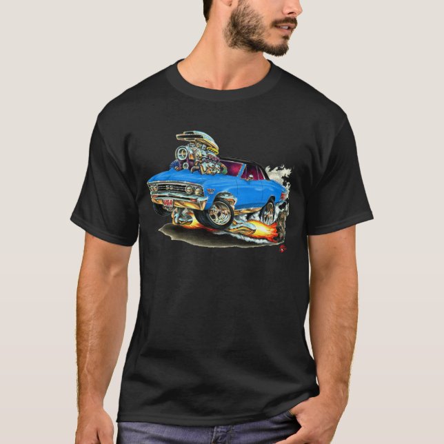 1967 Chevelle Blue-Black Car T-Shirt (Front)
