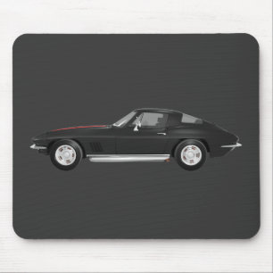 1967 Corvette Sports Car: Black Finish: Mouse Pad