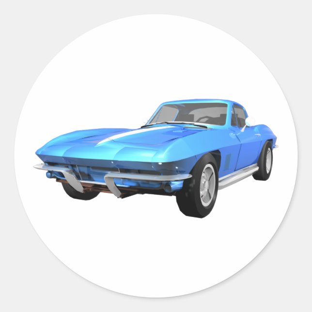 1967 Corvette Sports Car: Blue Finish: Classic Round Sticker (Front)