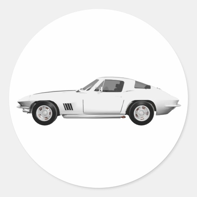 1967 Corvette Sports Car: White Finish: Classic Round Sticker (Front)