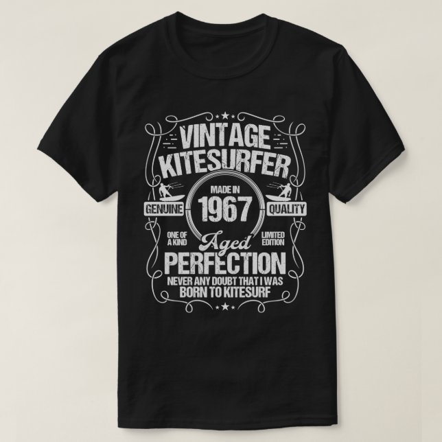 1967 Kiteboarding Kitesurfing Kitesurfer Born 1967 T-Shirt (Design Front)