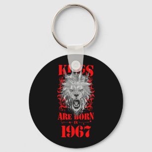 1967 Lion Born King Crown Birthday Quote Key Ring
