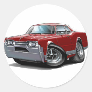 1967 Olds Cutlass Maroon Car Classic Round Sticker