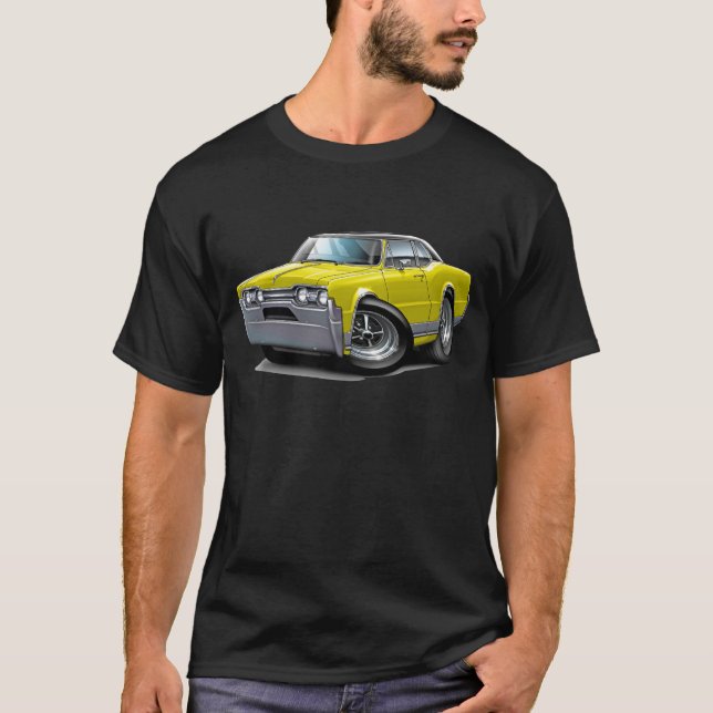 1967 Olds Cutlass Yellow-Black Car T-Shirt (Front)
