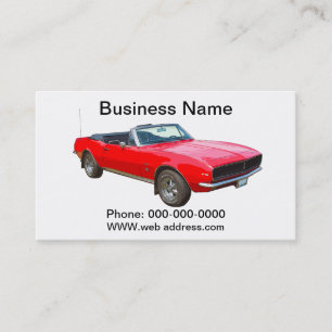 1967 red convertible Camaro Muscle Car. Business Card