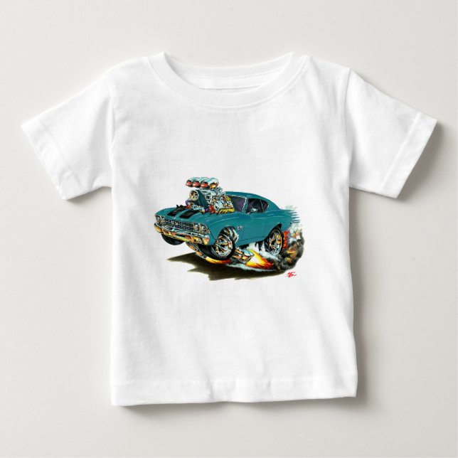 1968-69 Chevelle Teal-Black Car Baby T-Shirt (Front)