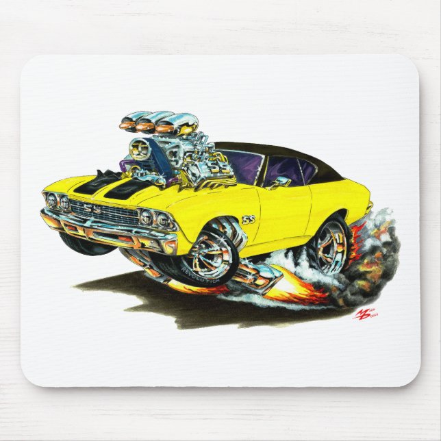 1968-69 Chevelle Yellow-Black Top Car Mouse Pad (Front)