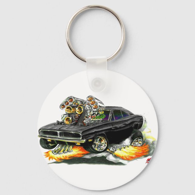 1968-70 Charger Black Car Key Ring (Front)