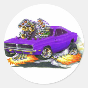 1968-70 Charger Purple Car Classic Round Sticker