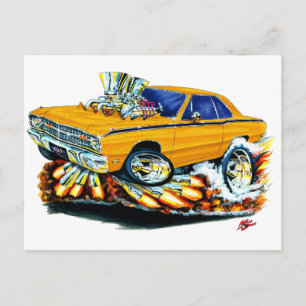 1968-71 Dodge Dart Orange Car Postcard