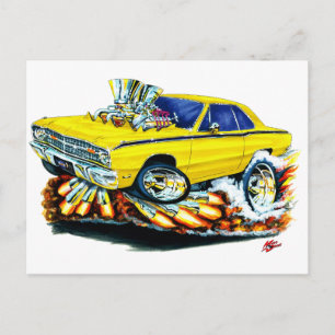 1968-71 Dodge Dart Yellow Car Postcard