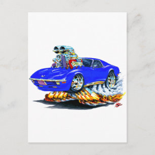 1968-72 Corvette Blue Car Postcard