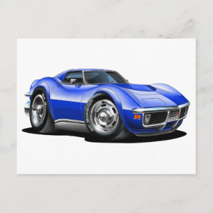 1968-72 Corvette Blue Car Postcard