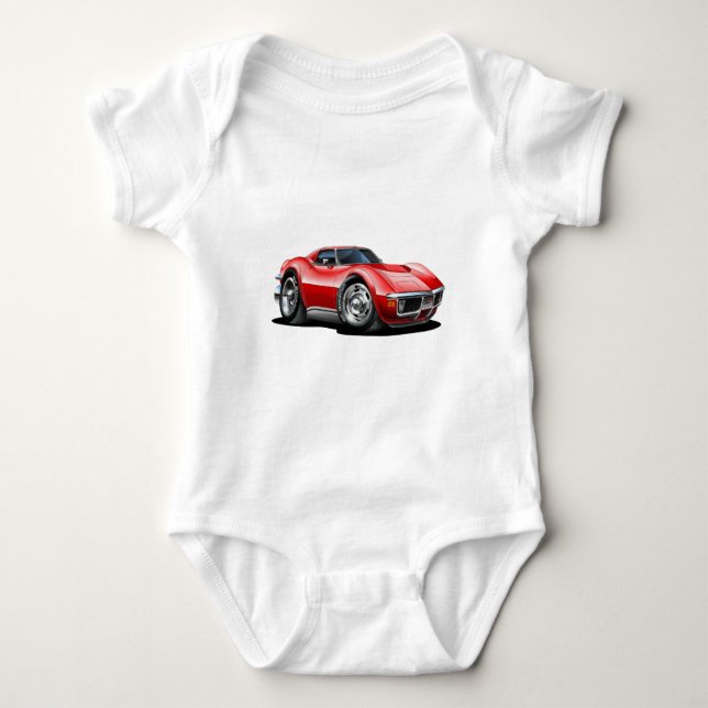 1968-72 Corvette Red Car Baby Bodysuit (Front)