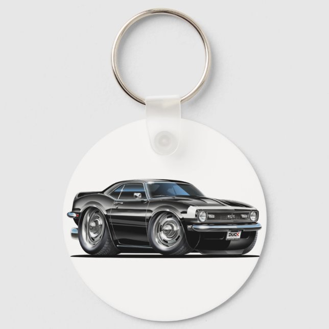 1968 Camaro Black-White Car Key Ring (Front)