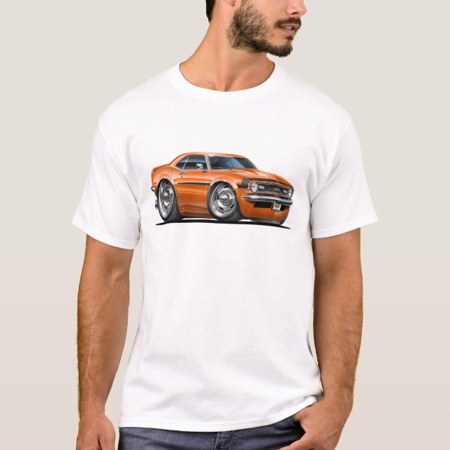 1968 Camaro Orange-Black Car T-Shirt (Front)