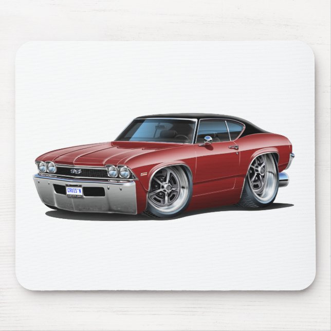 1968 Chevelle Maroon-Black Top Mouse Pad (Front)