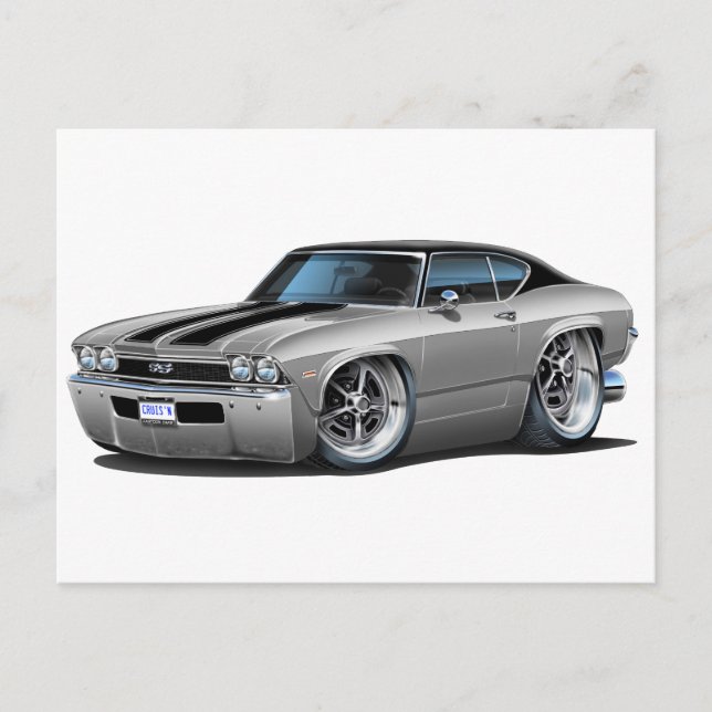 1968 Chevelle Silver-Black Stripes Postcard (Front)