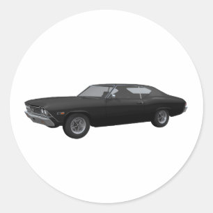1968 Chevelle SS: Black Finish Classic Round Sticker