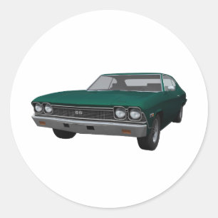 1968 Chevelle SS: Green Finish Classic Round Sticker