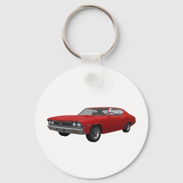 1968 Chevelle SS: Red Finish Key Ring (Front)
