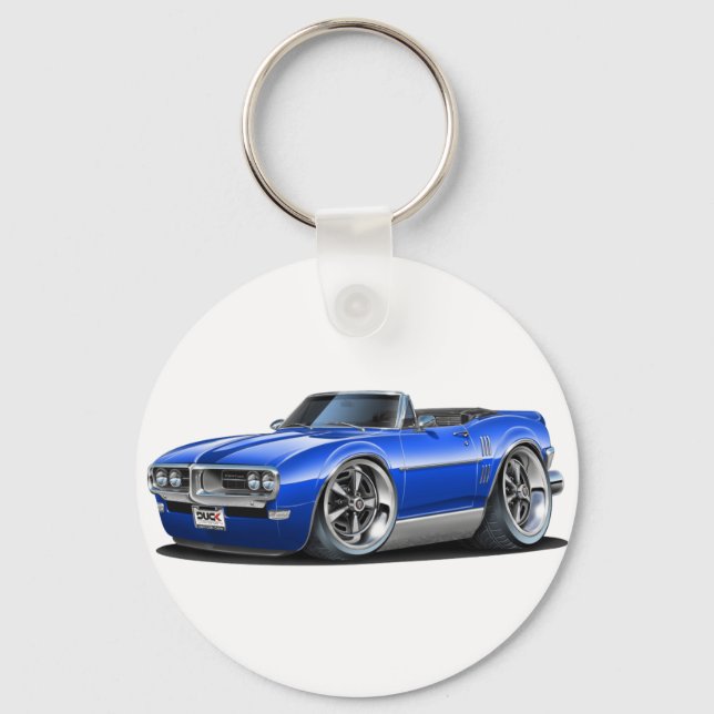 1968 Firebird Blue Convertible Key Ring (Front)
