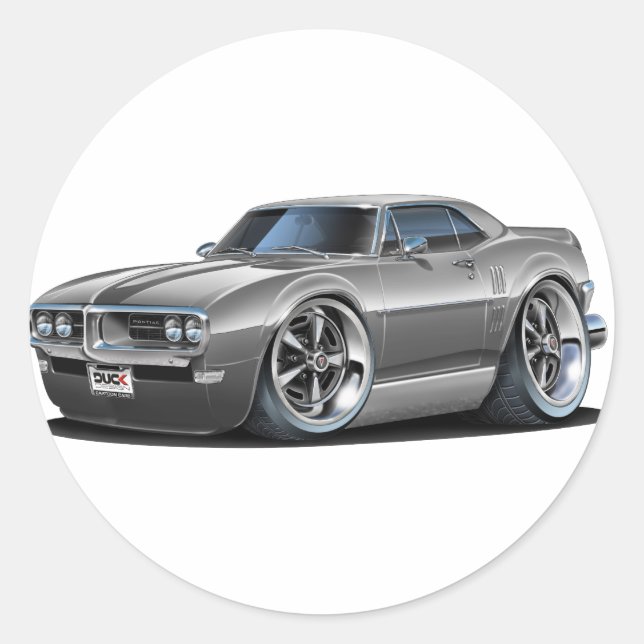 1968 Firebird Grey Car Classic Round Sticker (Front)