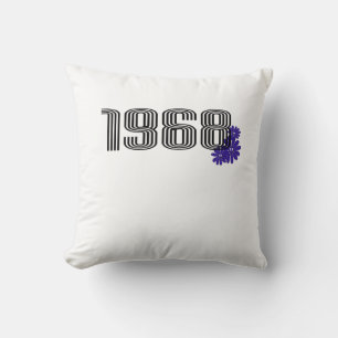 1968 Flower Power Peace Sign Hippie Purple Cushion