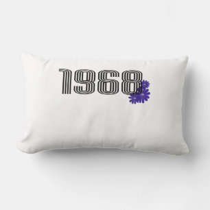 1968 Flower Power Peace Sign Hippie Purple Lumbar Cushion
