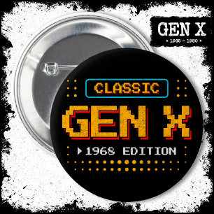 1968 Gen X Classic Retro Gamer Gaming Birthday 6 Cm Round Badge