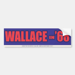 1968 George Wallace "Wallace in 68" Bumper Sticker