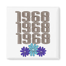 1968 Hippie Flower Power Peace Sign Aqua Purple