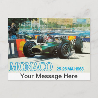 1968 Monaco Grand Prix Postcard w Custom Message!