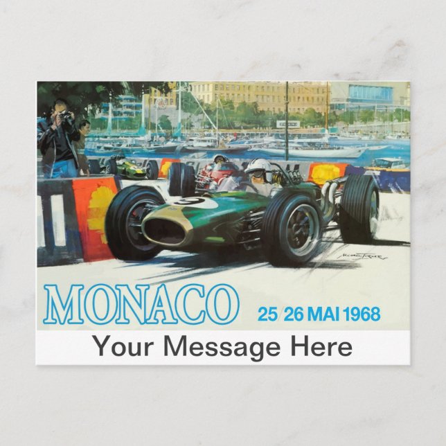 1968 Monaco Grand Prix Postcard w Custom Message! (Front)