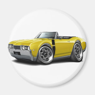 1968 Olds 442 Yellow-Black Convertible Magnet