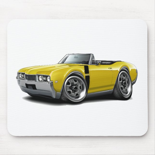 1968 Olds 442 Yellow-Black Convertible Mouse Pad (Front)