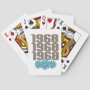 1968 Peace Sign Aqua Hippie Flower Power Playing Cards