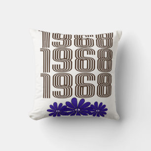 1968 Peace Sign Hippie Flower Power Purple Cushion