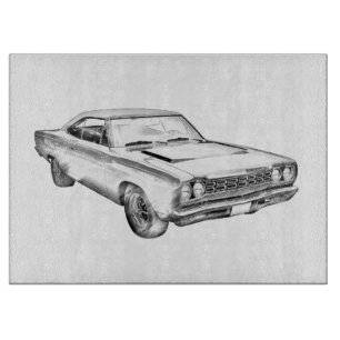 1968 Plymouth Roadrunner Muscle Car Illustration Cutting Board