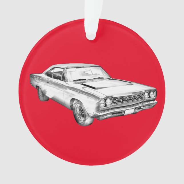1968 Plymouth Roadrunner Muscle Car Illustration Ornament (Front)