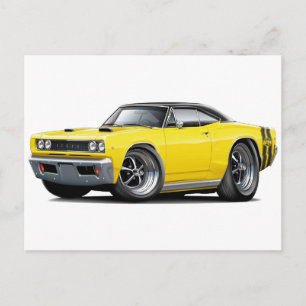 1968 Super Bee Yellow-Black Top Double Stripe Postcard
