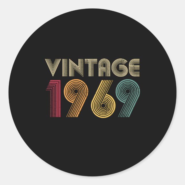1969 54Th 54 Classic Round Sticker (Front)