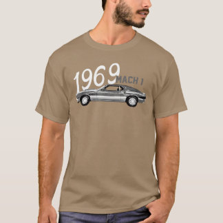 1969 69 Mach 1 Classic Vintage Old Car USA Flag fr T-Shirt
