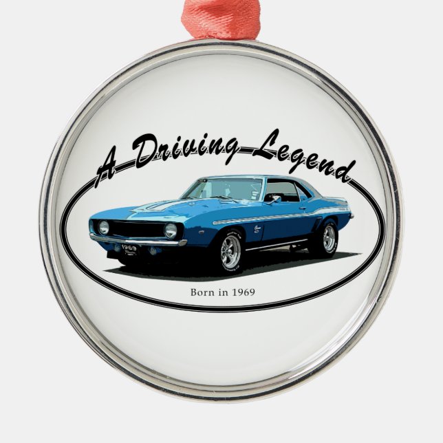 1969 Camaro blue Metal Tree Decoration (Front)