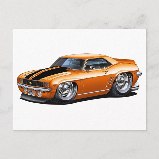1969 Camaro Orange-Black Car Postcard (Front)
