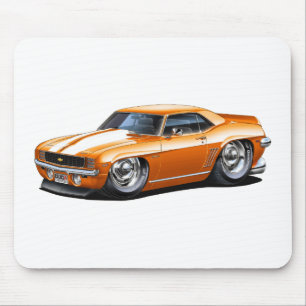 1969 Camaro Orange-White Car Mouse Pad