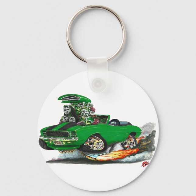 1969 Camaro RS SS Green-Black Convertible Key Ring (Front)