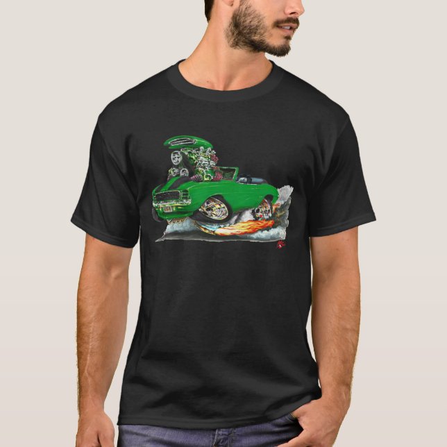 1969 Camaro RS SS Green-Black Convertible T-Shirt (Front)