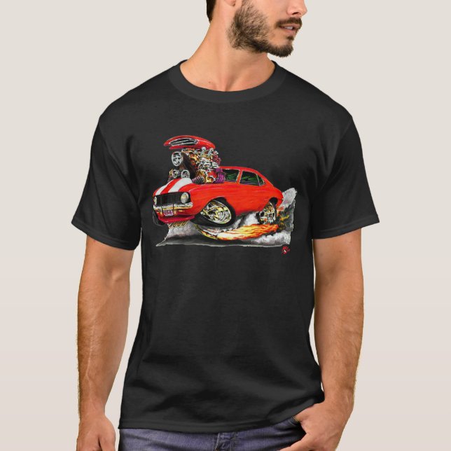 1969 Camaro SS Red-White Car T-Shirt (Front)